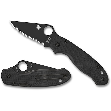 Spyderco 2024 Spyderco Para 3 Lightweight Black Handle Black Blade Serrated SPY-C223SBBK